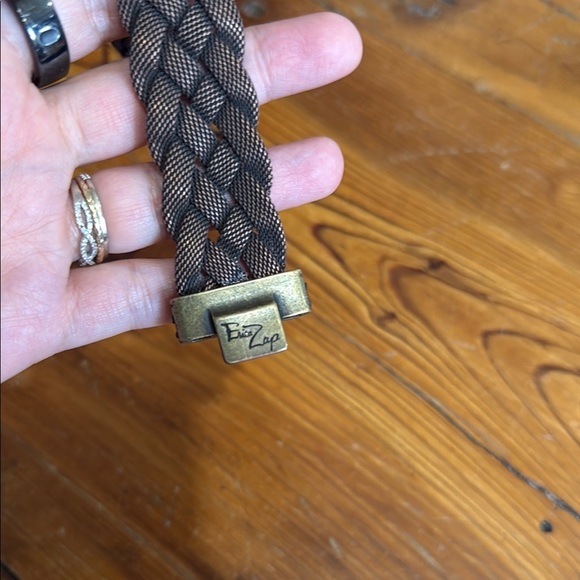 Erica Zap Braided Brown Bracelet with Gold Accents and Magnet closure - Picture 3 of 6